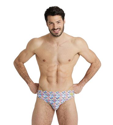 Pánské slipové plavky arena Men´s swim briefs allover white multi